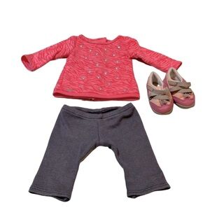 American Girl Doll 18” Coral Top, Gray Bottoms, and‎ Purple Shoes